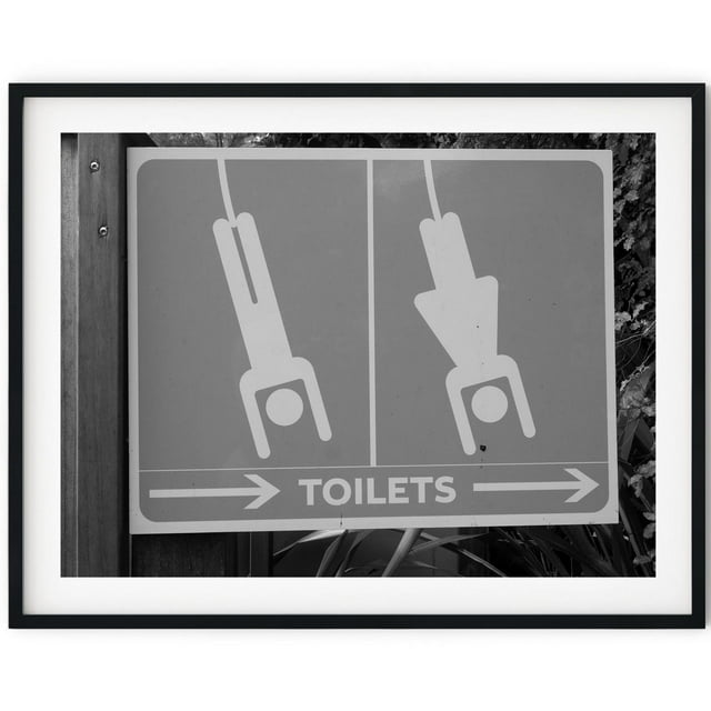 Black And White Photo Wall Art Print Toilets Sign Poster Wall Art