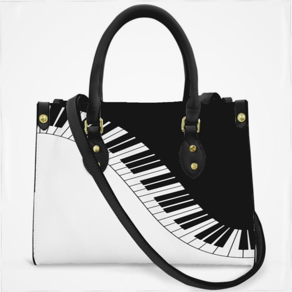 Black And White Piano Keyboard Cross Body Bags For Women Small Leather Female Handbags Fashion Top-Handle Totes
