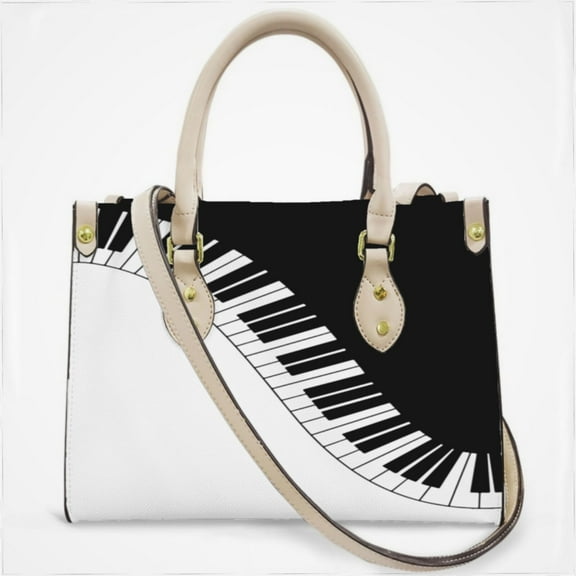 Black And White Piano Keyboard Cross Body Bags For Women Small Leather Female Handbags Fashion Top-Handle Totes