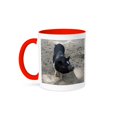 thumbnail image 1 of 3dRose, Black and White Pig, 11oz Two-Tone Red Mug, 1 of 7