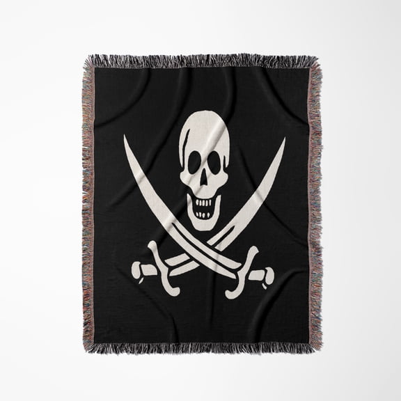 Black And White Pirate Of Skull, Woven Blanket