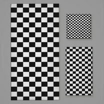 Black And White Plaid Bath Towel Sets For Bathroom Hand Towels Fingertip Towels 3 Piece Soft Absorbent For Bathroom Kitchen Hotel Beach