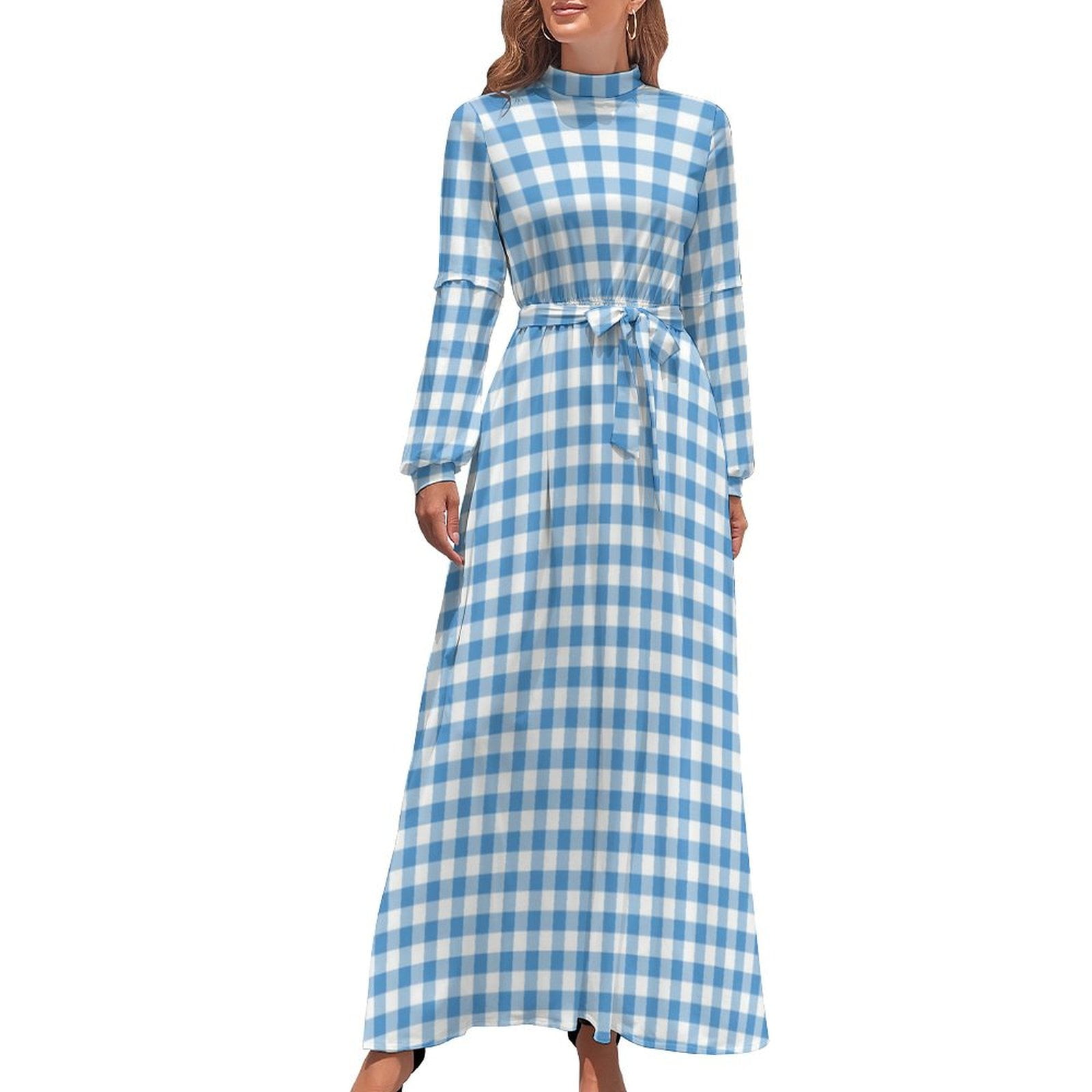 Black And White Plaid Dress Gingham Checks 、Fashion Boho Beach Dresses