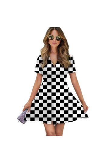 Black White Plaid Dress