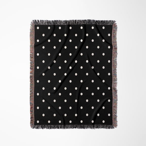 Black And White Polka Dot Pattern - Small Dots - Stylish Classic - Classy Elegant Retro Dotty Spotty, Woven Blanket