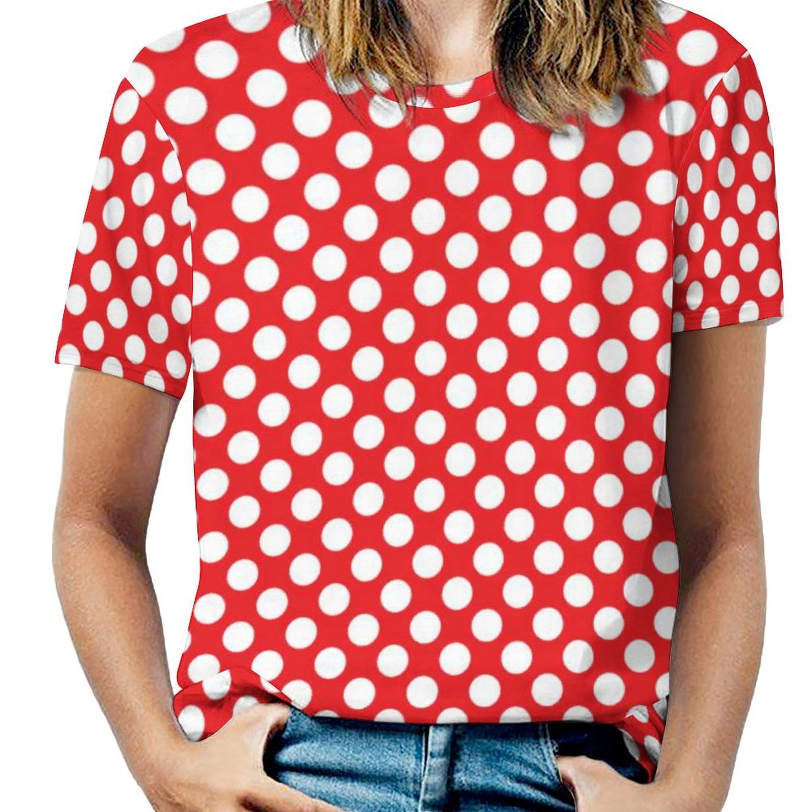 Shaped Knit Tee in Black with White Dot
