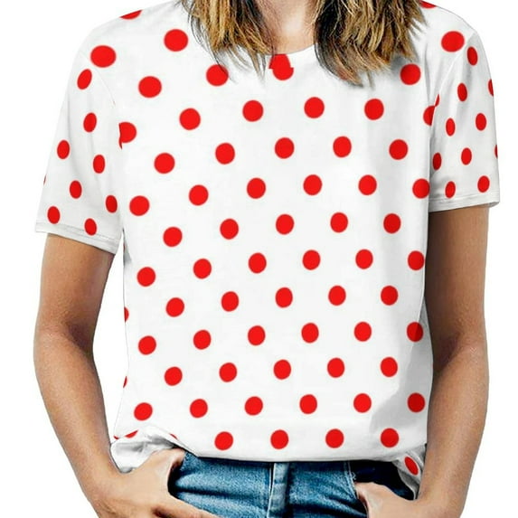 Black And White Polka Dot Print T Shirt Trendy Modern Art Elegant T Shirts ShortSleeve Casual Tee Shirt Tees Big Size 6XL