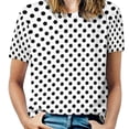 thumbnail image 1 of Black And White Polka Dot Print T Shirt Trendy Modern Art Elegant T Shirts ShortSleeve Casual Tee Shirt Tees Big Size 6XL, 1 of 5