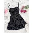 thumbnail image 1 of Black And White Polka Dot Spaghetti Strap A-Line Mini Dress For Women, 1 of 7