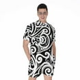 thumbnail image 1 of Black And White Polynesian Tattoo Short Sleeve Men'S Rompers Casual Summer Jumpsuits Outfit, 1 of 4