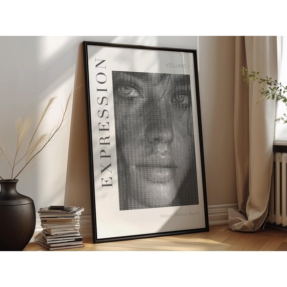 Black And White Portrait Modern Minimalist Wall Art Pdf Contemporary Face Poster (Vol I)