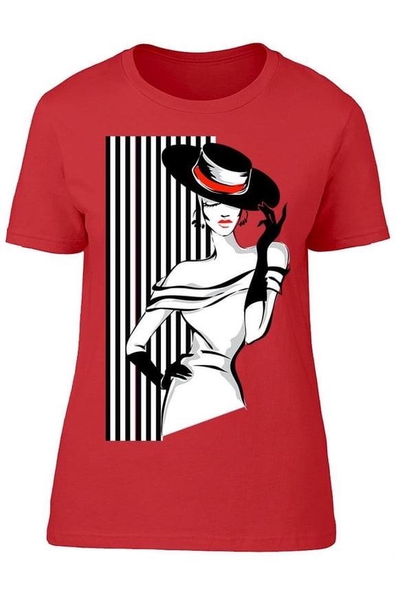 Black And White Retro Model T-Shirt Women -Image by Shutterstock, Female Large