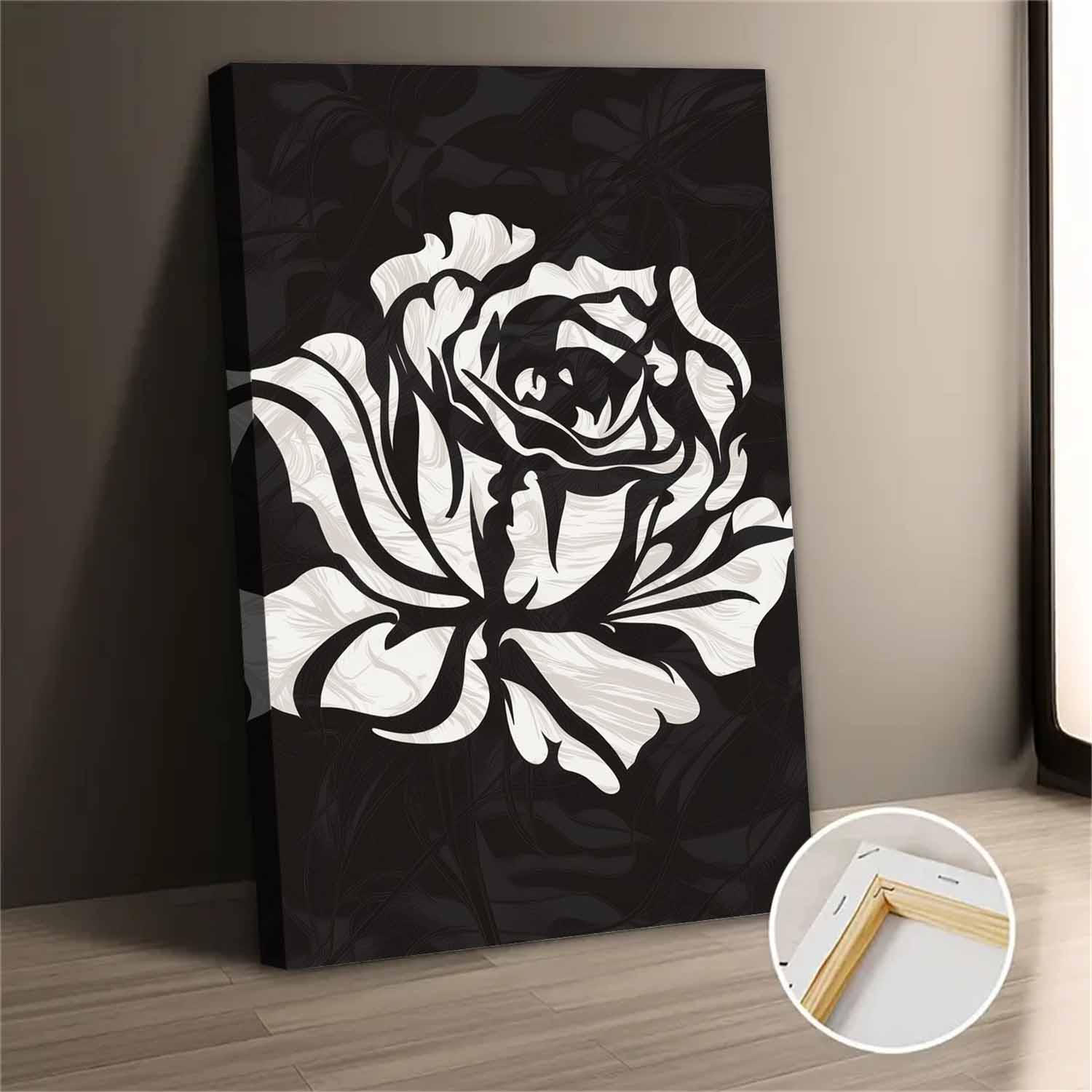 Black And White Rose Canvas Wall Art For Bedroom Living Room Decor ...
