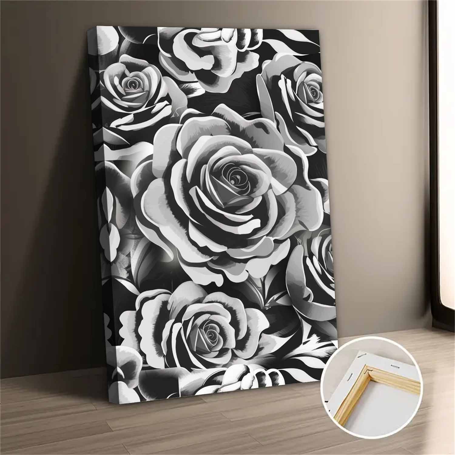Black And White Roses Canvas Wall Art For Bedroom Living Room Home ...