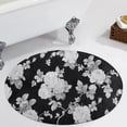 thumbnail image 1 of Black And White Roses Round Carpet Circle Rug Outdoor Patio Area Rug Washable Large Area Rugs Hallway Room Decor Fitness Mats, 1 of 8