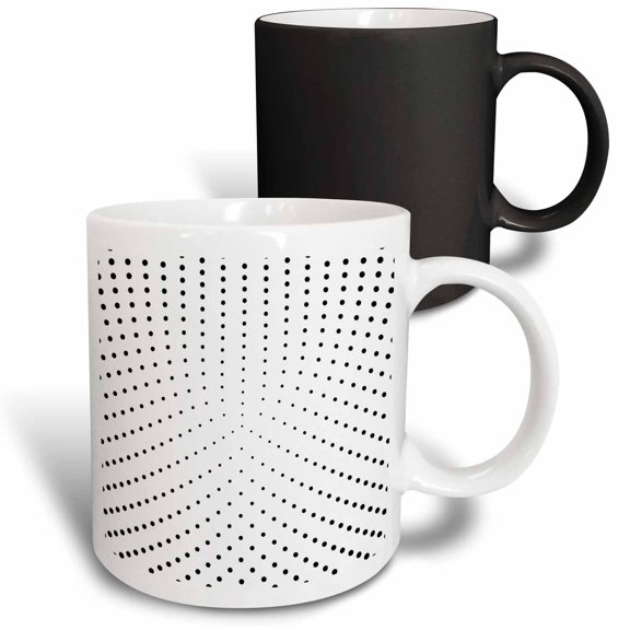 3drose, Black and White Round Dot Pattern Background, 11oz Magic Transforming Mug