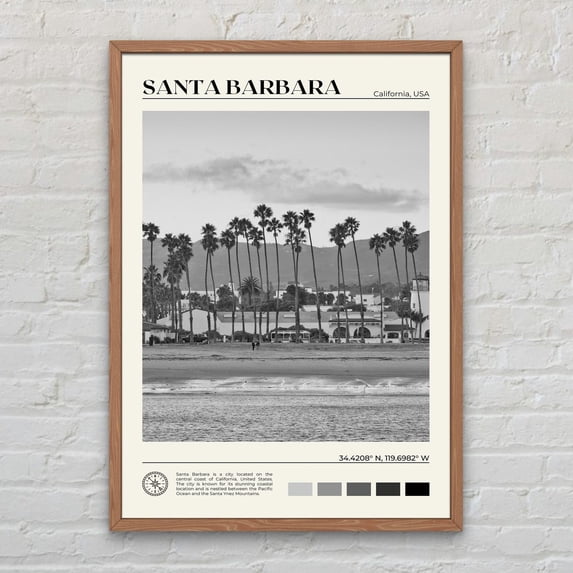 Black And White, Santa Barbara Print, Santa Barbara Wall Art, Santa ...