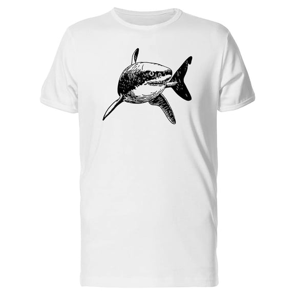 Black And White Shark Sketch T-Shirt Men -Image by Shutterstock, Male Small