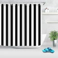Black And White Shower Curtain, Striped Bathroom Curtain,waterproof