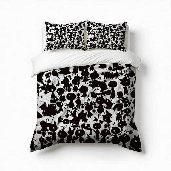 Black And White Simple Graffiti Bedding Set 3 Pcs Soft Microfiber Quilt Cover For Bedroom Decor, Comforter Cover With 2 Pillowcase