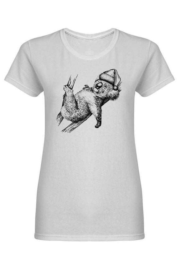 Black And White Sleeping Koala T-Shirt Women -Image by Shutterstock, Female x-Large