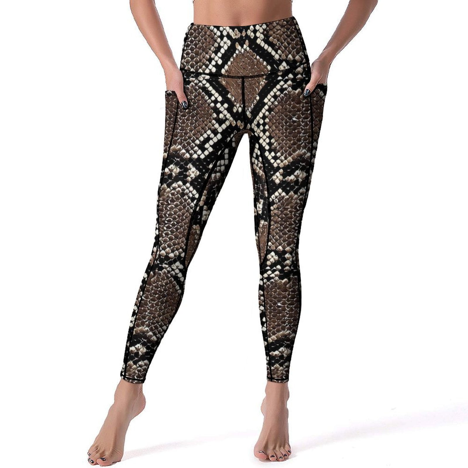 Black And White Snake Print Yoga Pants Women Leggings Push Up Yoga