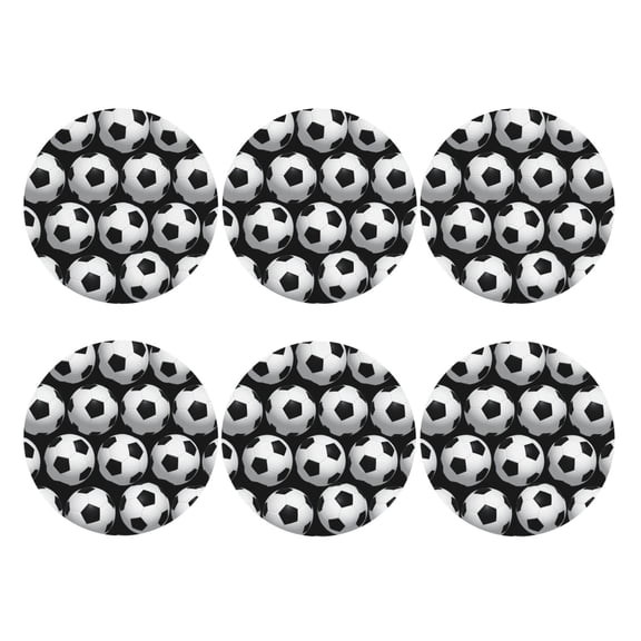 Black And White Soccer-Ball Leather Drink Coasters for Drinks (6 Pack) for Tabletop Protection Round Shape