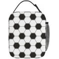 thumbnail image 1 of Black And White Soccer Funny Football Portable Lunch Bag Insulated Lunch Box Reusable Totes For Women Men Work Picnic Camping, 1 of 6