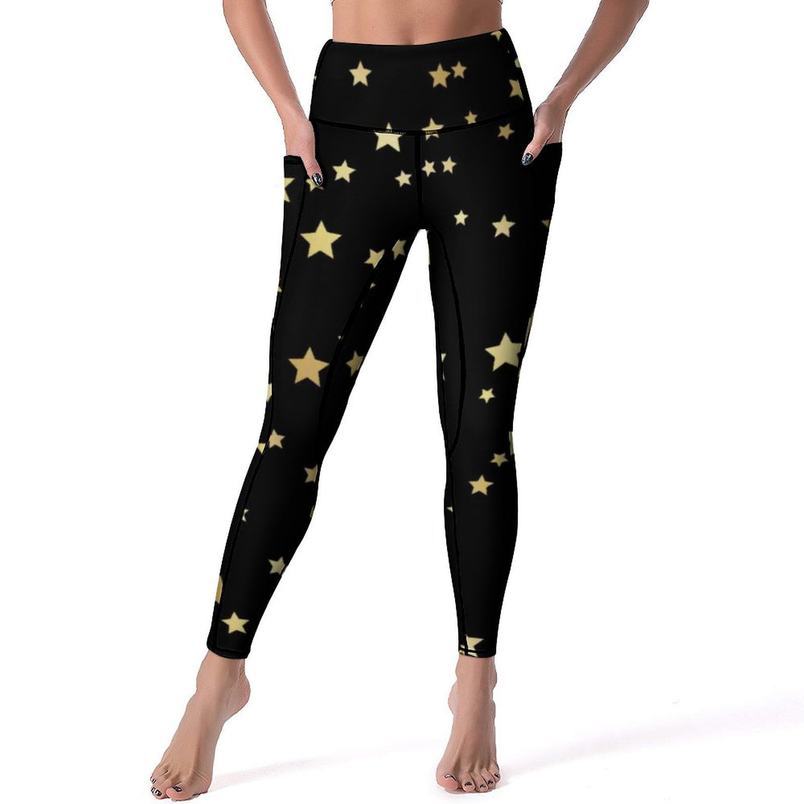 Black And White Star Yoga Pants Female Modern Trendy Cool