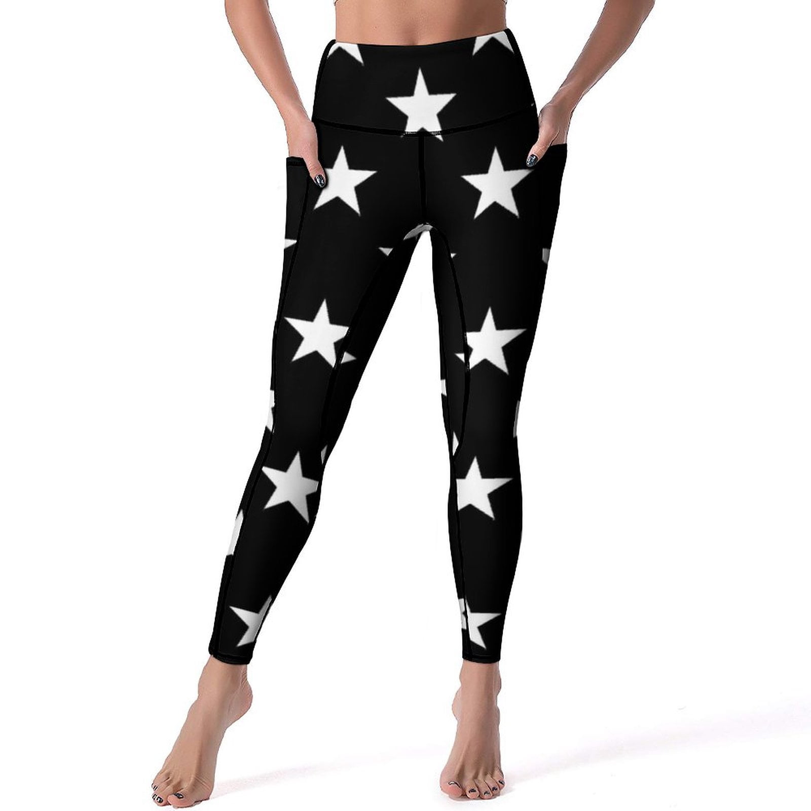 Black And White Star Yoga Pants Female Modern Trendy Cool