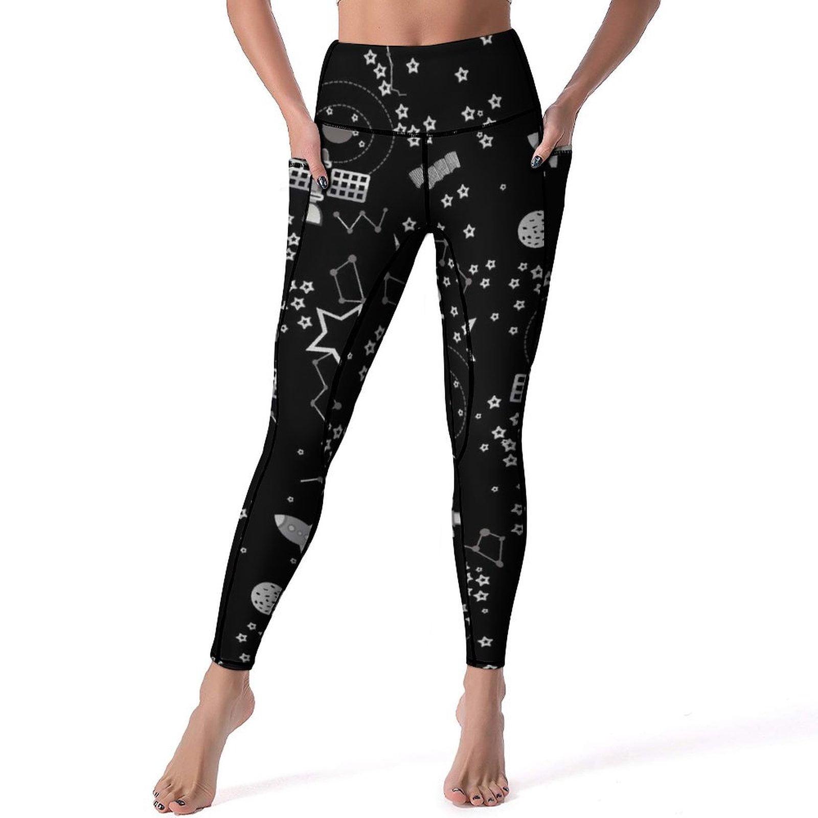 Black And White Star Yoga Pants Female Modern Trendy Cool