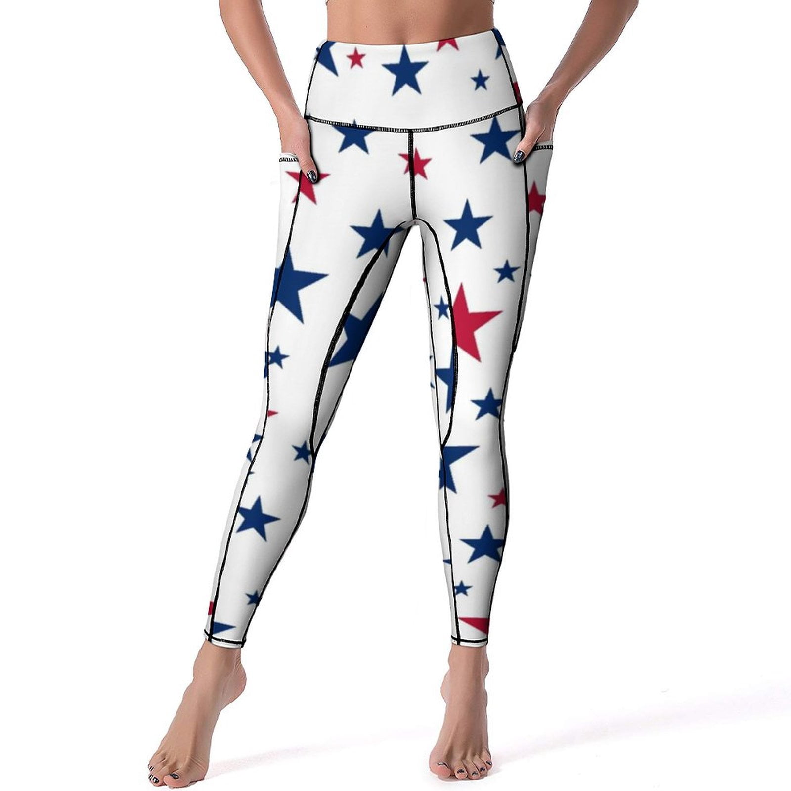 Black And White Star Yoga Pants Female Modern Trendy Cool