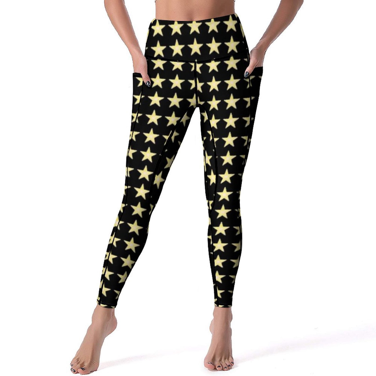Black And White Star Yoga Pants Female Modern Trendy Cool