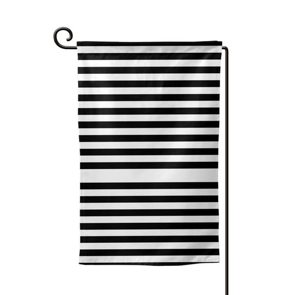 Black And White Stripe Garden Flag Double Sided Small Flag Yard Home Decorative Flags Banner 12.5 x 18 Inch Square