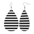 thumbnail image 1 of Black And White Stripe Leather Teardrop Earring Lightweight Drop Earrings For Women, 1 of 6