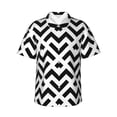 thumbnail image 1 of Black And White Stripe Line Men's 3d Print Casual Button Down Shirts, Novelty Hawaiian Short Sleeves M, 1 of 8