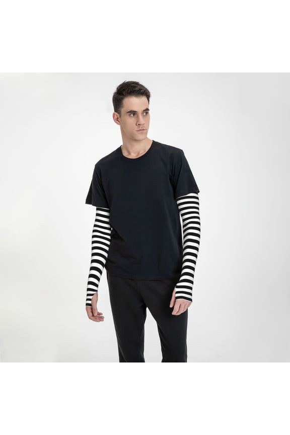 Black And White Stripe Sun Protection Cooling Arm Sleeves With Thumb Holes Gardening Outdoors Sunscreen Arm Sleeves