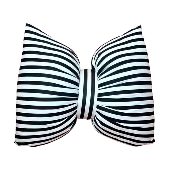 Black And White Striped Bow Pillow Sofa Decor Cushions,Decorative Reversible Pillow Cushion For Bed Couch Office 9.8"X7.1"