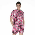 thumbnail image 1 of Black And White Striped Heart Short Sleeve Men'S Rompers Casual Summer Jumpsuits Outfit, 1 of 4