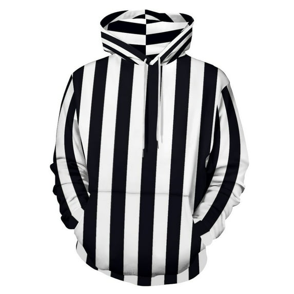 Black And White Striped Men's Women Vintage 3D Hooded Sweatshirt - All-Season Loose Fit Streetwear