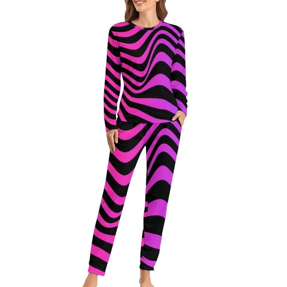 Black And White Striped Pajamas Spring Abstract Lines Room Oversize Nightwear Women Long-Sleeve Design Kawaii Home Suit