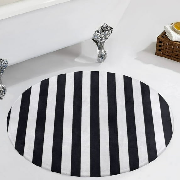 Black And White Striped Round Area Rugs for Bedroom Living Room, 4FT Soft Comfy Indoor Circle Carpets, Carpet Home Decor Floor Mat