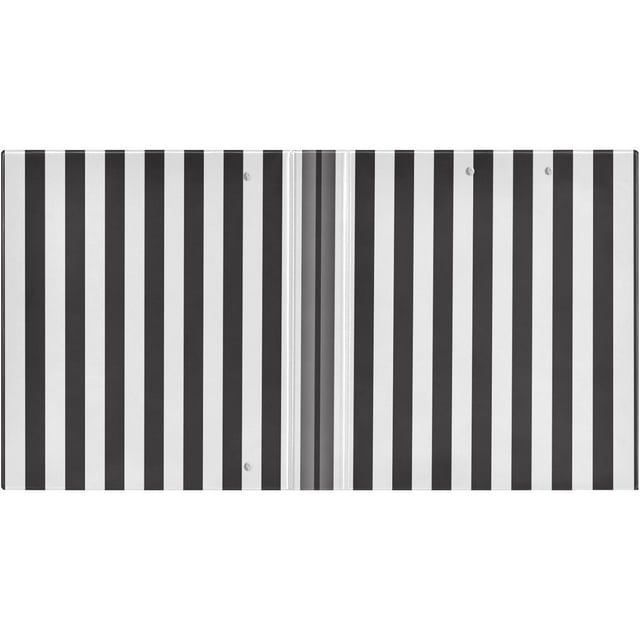 Black And White Stripes 3 Ring Binders, Round Rings, Holds 200 Sheets