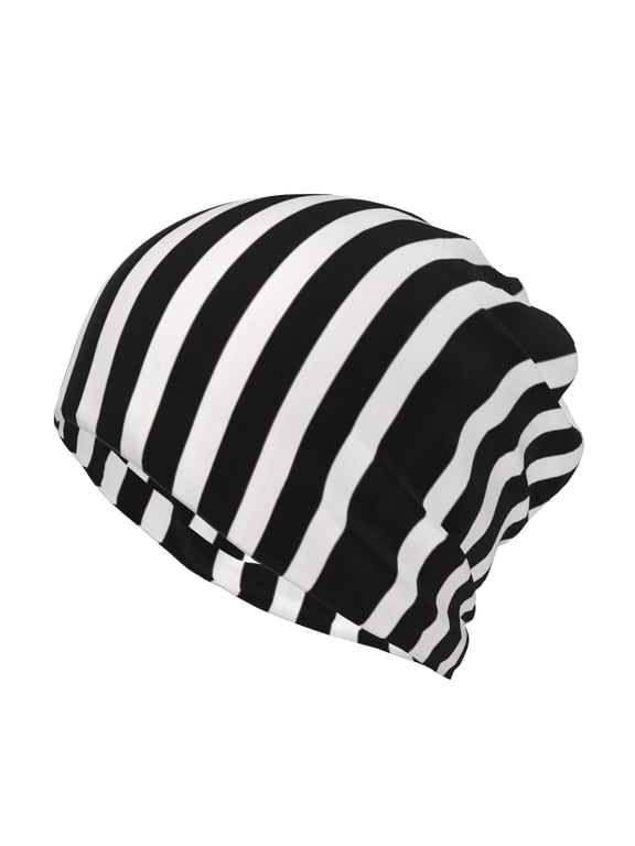 Black And White Stripes Beanie Skull Cap Lightweight Hip Hop Dwarf Hat Beanie Hat For Women Men