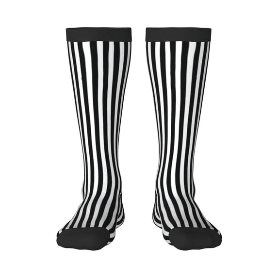 Black And White Stripes Knee High Socks for Women Long Leg Warmers Socks