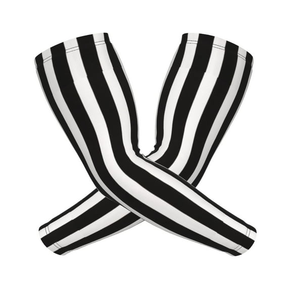 Black And White Stripes Sports Compression Arm Sleeves Football Baseball Basketball Cycling Tennis For Men Women
