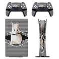 thumbnail image 1 of Black And White Stripes White Cat PS5/PS5 Slim Digital Disc Skin Sticker For Console And Controller Skins, 1 of 7
