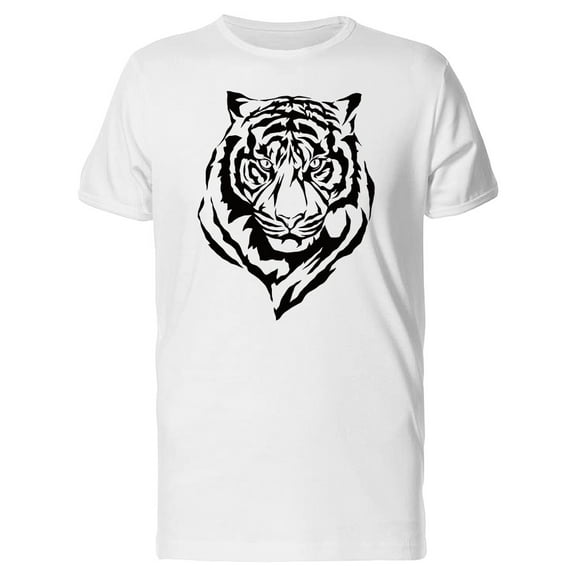 Black And White Tiger Head T-Shirt Men -Image by Shutterstock, Male Small