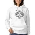 thumbnail image 1 of Black And White Tiger Sketch Hoodie Women -SPIdeals Designs, Female x-Large, 1 of 4