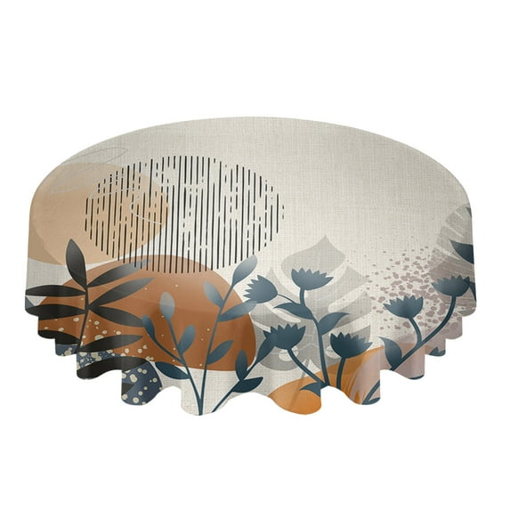 Black And White Tulips Flower Tablecloths for Dining Table Waterproof Round Table Cover for Kitchen Living Room